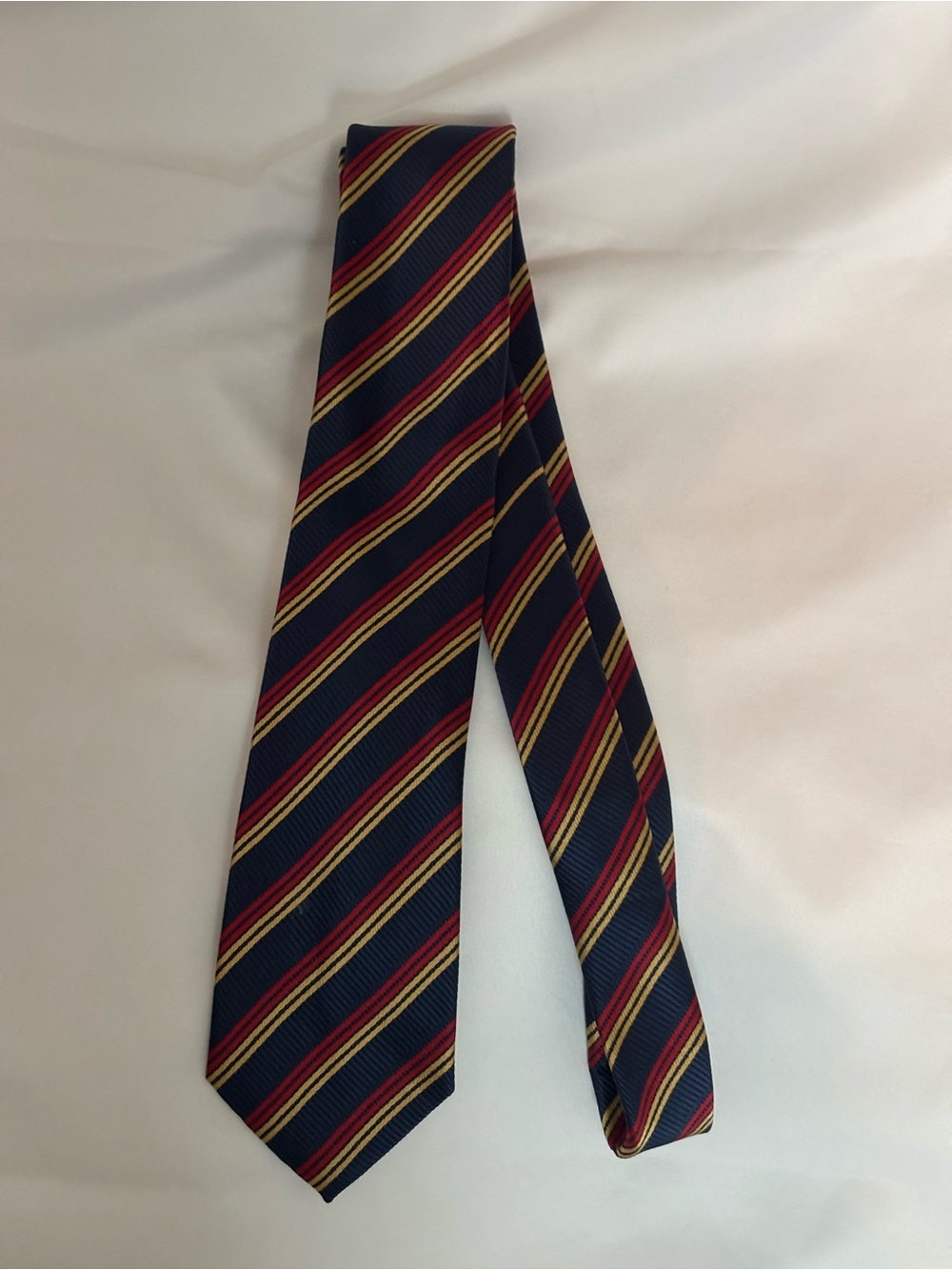 COOGI Navy Tie with Red and Gold Diagonal Stripes